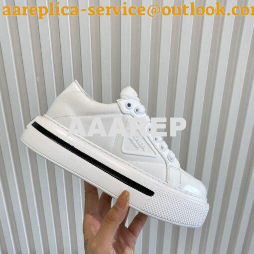 Replica Prada Macro Re-nylon And Brushed Leather Sneakers 1E661M White