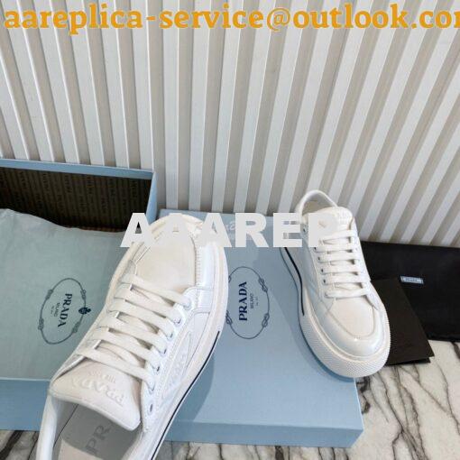 Replica Prada Macro Re-nylon And Brushed Leather Sneakers 1E661M White 5