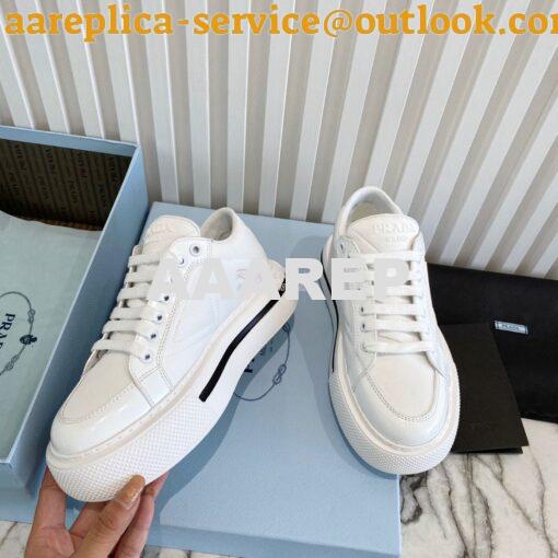 Replica Prada Macro Re-nylon And Brushed Leather Sneakers 1E661M White 8