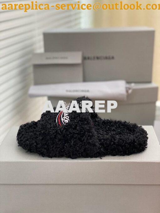 Replica Balenciaga Men Female Furry Shearling Slide Sandal 654747 5