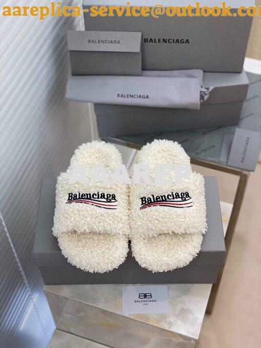 Replica Balenciaga Men Female Furry Shearling Slide Sandal 654747 6