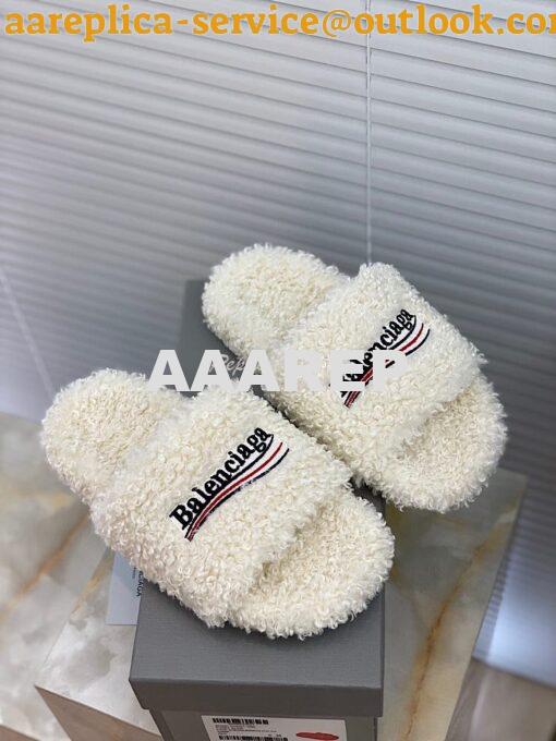 Replica Balenciaga Men Female Furry Shearling Slide Sandal 654747 7