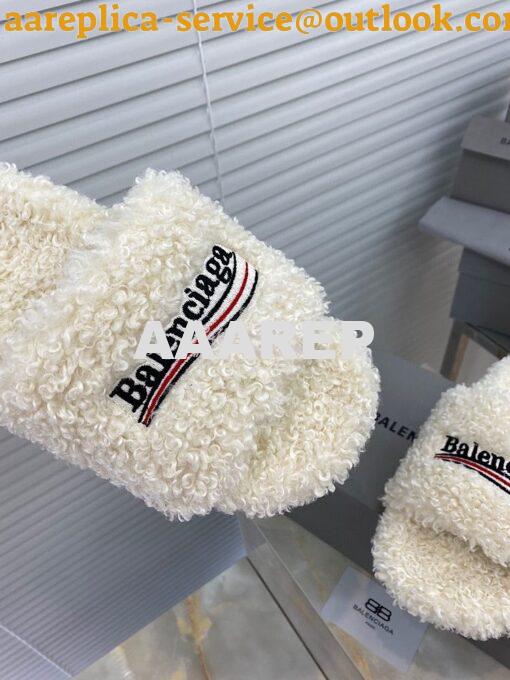 Replica Balenciaga Men Female Furry Shearling Slide Sandal 654747 8