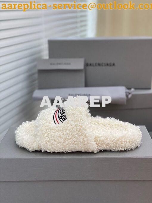 Replica Balenciaga Men Female Furry Shearling Slide Sandal 654747 9