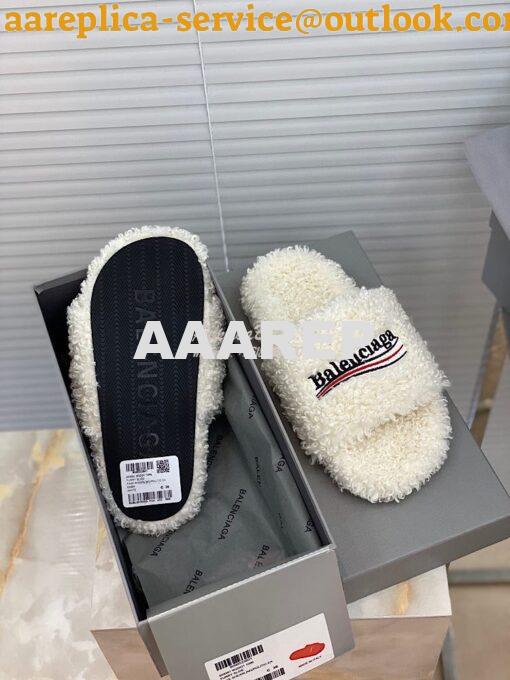 Replica Balenciaga Men Female Furry Shearling Slide Sandal 654747 10