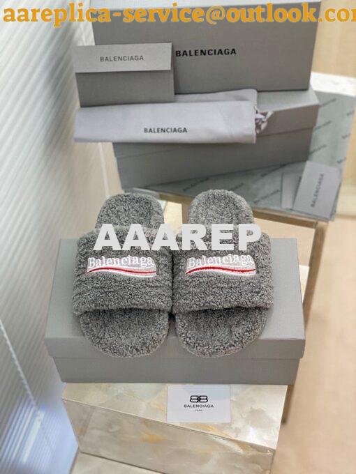 Replica Balenciaga Men Female Furry Shearling Slide Sandal 654747 11