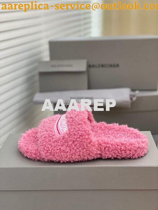 Replica Balenciaga Men Female Furry Shearling Slide Sandal 654747 17