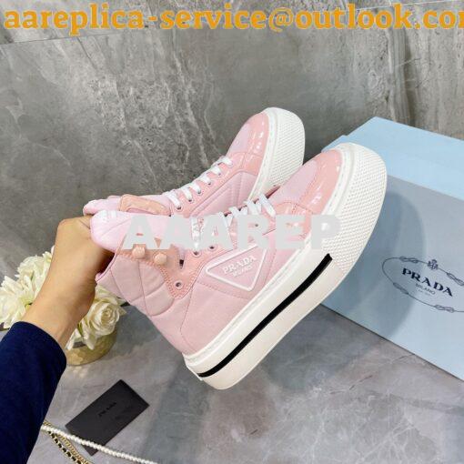 Replica Prada Macro Re-Nylon and brushed leather high-top sneakers 1T6 5