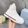 Replica Prada Macro Re-Nylon and brushed leather high-top sneakers 1T6 10