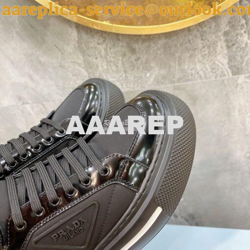 Replica Prada Macro Re-Nylon and brushed leather high-top sneakers 1T6 7