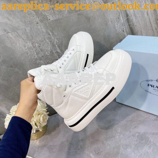 Replica Prada Macro Re-Nylon and brushed leather high-top sneakers 1T6 5