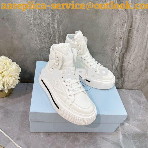 Replica Prada Macro Re-Nylon and brushed leather high-top sneakers 1T6 6