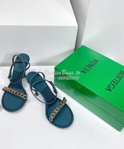 Replica Bottega Veneta BV Dot Leather Sandals 667178 Blue 2