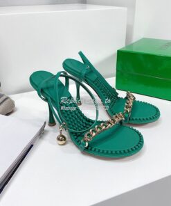 Replica Bottega Veneta BV Dot Leather Sandals 667178 Green 2