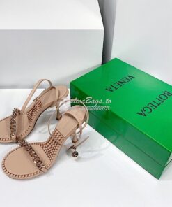 Replica Bottega Veneta BV Dot Leather Sandals 667178 Nude 2