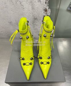 Replica Balenciaga Cagole 90mm Bootie Arena Lambskin 694379 Neon Yello 2