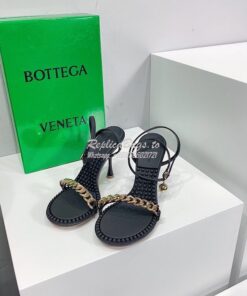 Replica Bottega Veneta BV Dot Leather Sandals 667178 Black