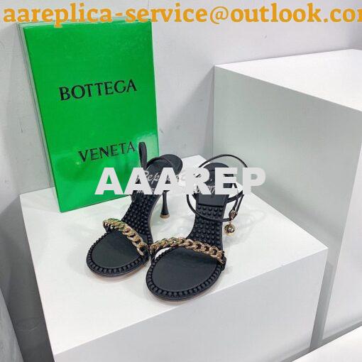 Replica Bottega Veneta BV Dot Leather Sandals 667178 Black