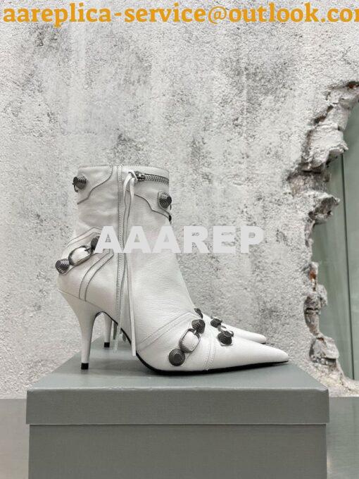 Replica Balenciaga Cagole 90mm Bootie Arena Lambskin 694379 White