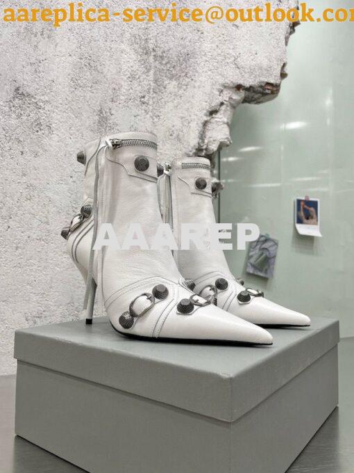 Replica Balenciaga Cagole 90mm Bootie Arena Lambskin 694379 White 3