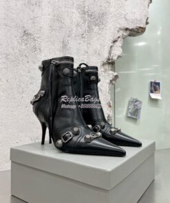 Replica Balenciaga Cagole 90mm Bootie Arena Lambskin 694379 Black 2