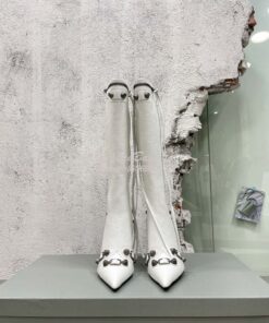 Replica Balenciaga Cagole 90mm Boot Arena lambskin 694395 white