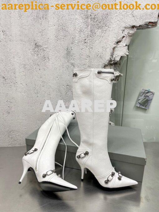 Replica Balenciaga Cagole 90mm Boot Arena lambskin 694395 white 4