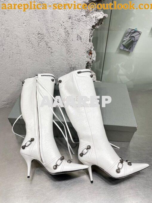 Replica Balenciaga Cagole 90mm Boot Arena lambskin 694395 white 5