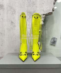 Replica Balenciaga Cagole 90mm Boot Arena lambskin 694395 Neon Yellow 2