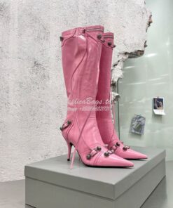 Replica Balenciaga Cagole 90mm Boot Arena lambskin 694395 Pink