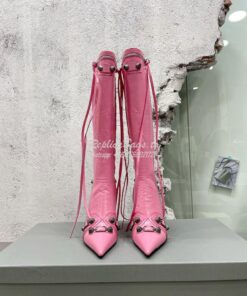 Replica Balenciaga Cagole 90mm Boot Arena lambskin 694395 Pink 2