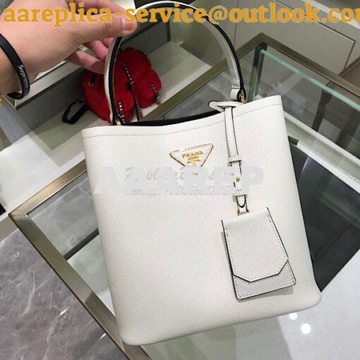 Replica Prada Double Medium Saffiano Leather Bag 1ba212 White