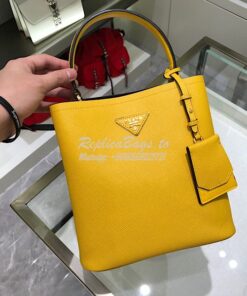 Replica Prada Double Medium Saffiano Leather Bag 1ba212 Yellow 2