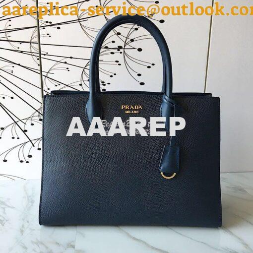 Replica Prada Bibliothèque Saffiano Leather Bag 1BA153 Navy Blue 2