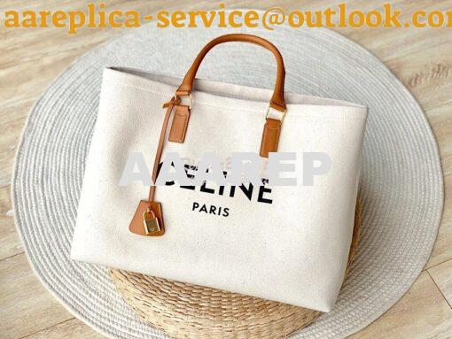 Replica Celine Horizontal Cabas In Canvas With Print And Calfskin 1900