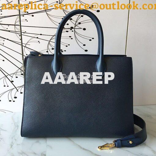 Replica Prada Bibliothèque Saffiano Leather Bag 1BA153 Navy Blue 7