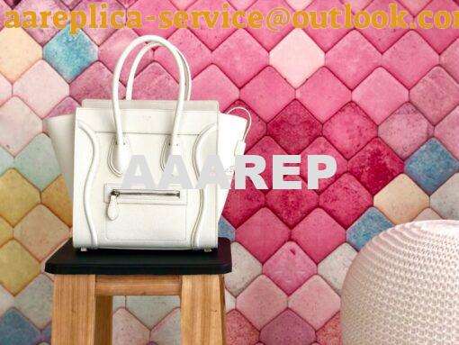 Replica Celine Luggage Tote Drummed Calfskin White