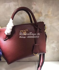 Replica Prada Daino Leather Tote Bag 1BA157 Burgundy 2