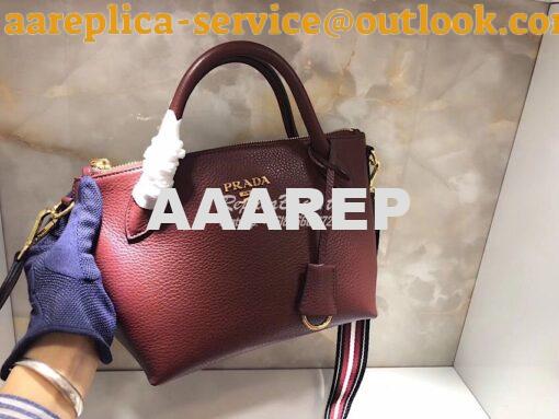 Replica Prada Daino Leather Tote Bag 1BA157 Burgundy 2