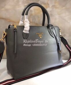 Replica Prada Daino Leather Tote Bag 1BA157 Grey