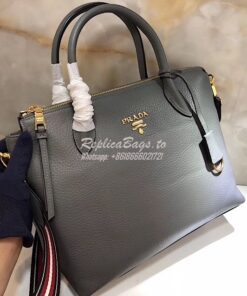 Replica Prada Daino Leather Tote Bag 1BA157 Grey 2