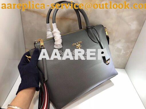 Replica Prada Daino Leather Tote Bag 1BA157 Grey 2