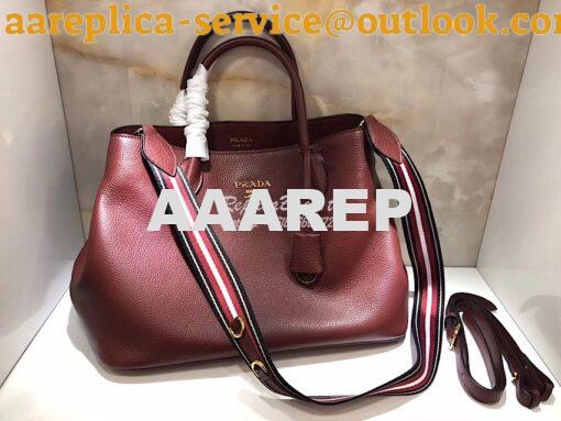 Replica Prada Daino Leather Tote Bag 1BA157 Burgundy 11