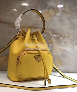 Replica Prada Leather bucket bag 1bh038 Yellow