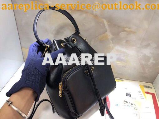 Replica Prada Leather bucket bag 1bh038 Black 2