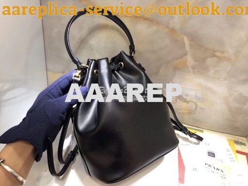 Replica Prada Leather bucket bag 1bh038 Black 3