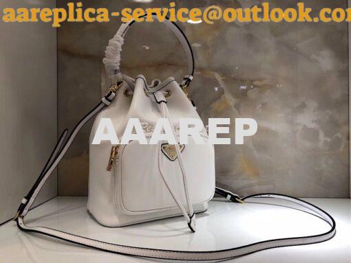 Replica Prada Leather bucket bag 1bh038 White