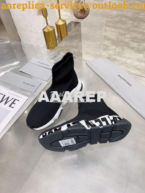 Replica Balenciaga Men Female Speed Graffiti Sneaker 645334 Black Whit 8