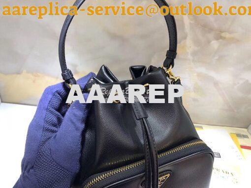 Replica Prada Leather bucket bag 1bh038 Black 4