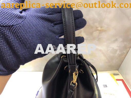 Replica Prada Leather bucket bag 1bh038 Black 5